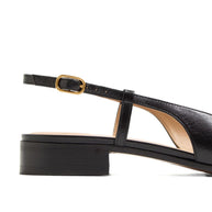 Valentino Garavani Vale Du Roi Leather Slingback Ballet Flats - Black