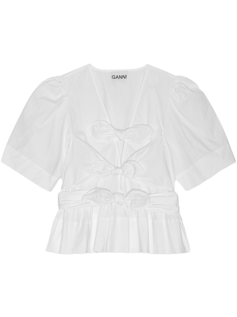 GANNI Cotton Tie Strap Top In White