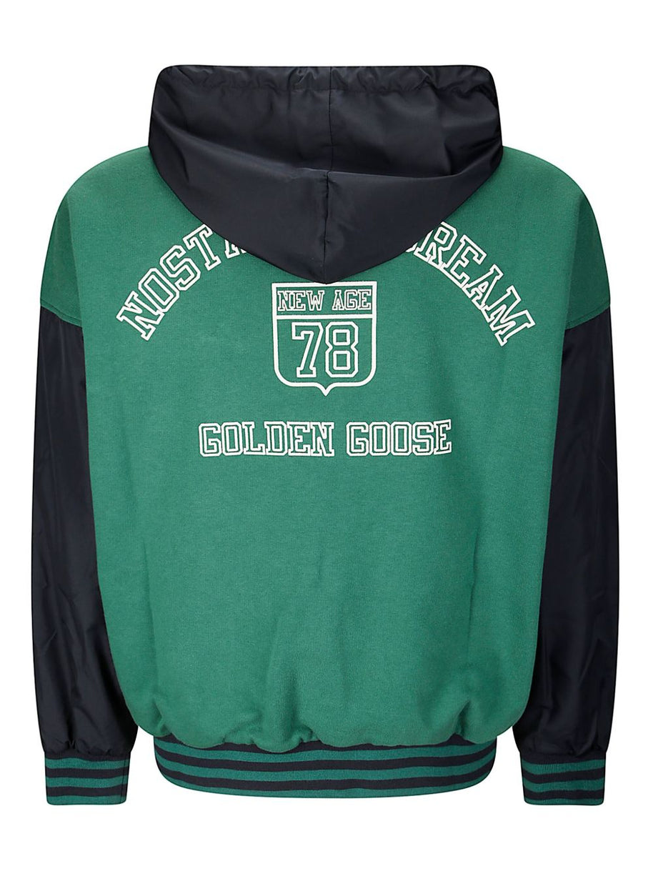 Golden Goose Full Zip Hooded Sweatshirt In Green