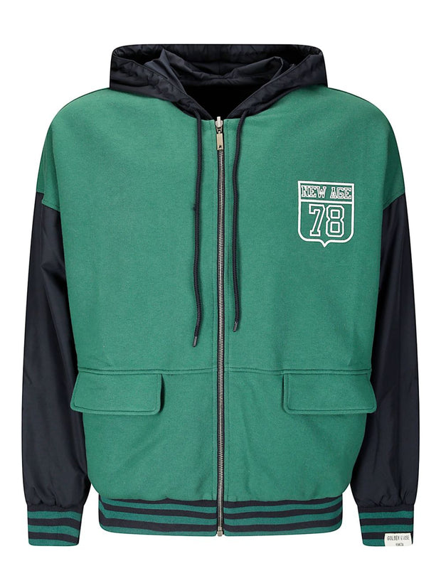 Golden Goose Full Zip Hooded Sweatshirt Green