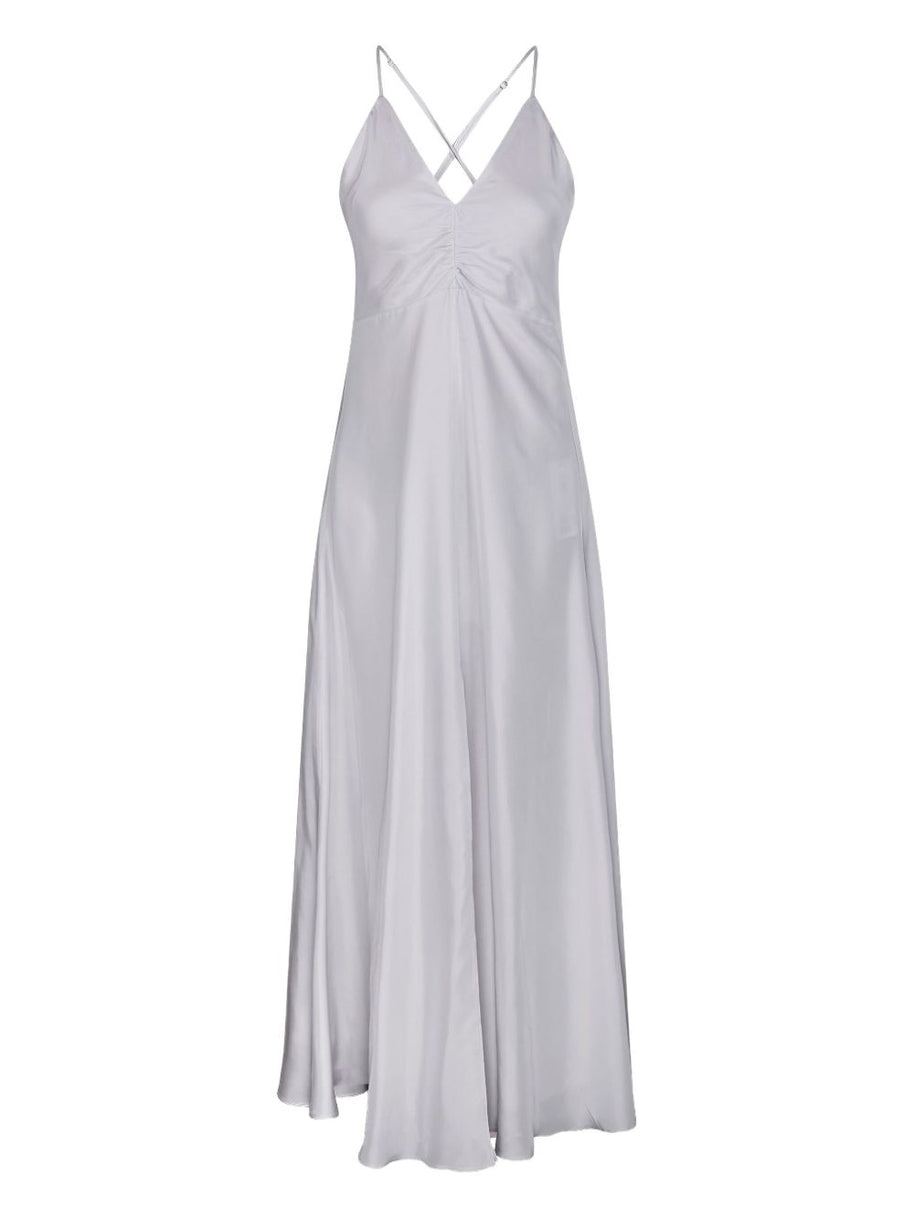 Forte Forte Long Silk Slip Dress - Light Grey