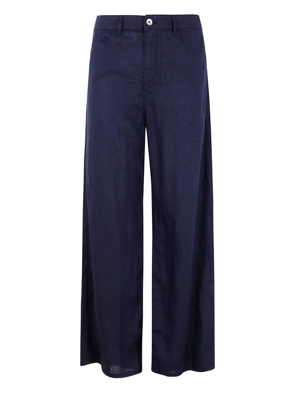 Emporio Armani Linen Trousers In Blue