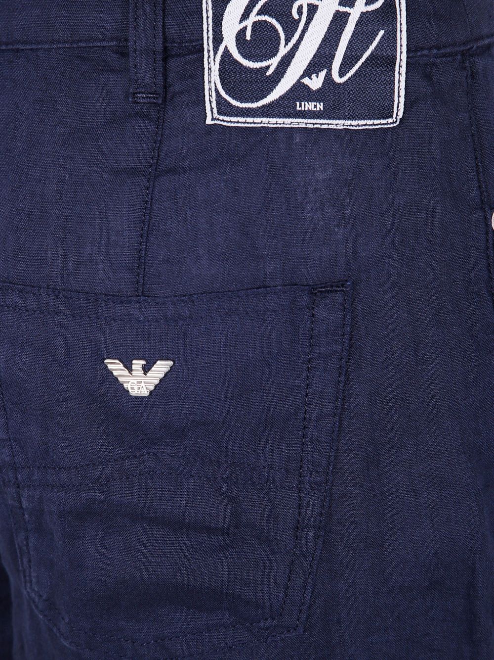 Emporio Armani Linen Trousers In Blue