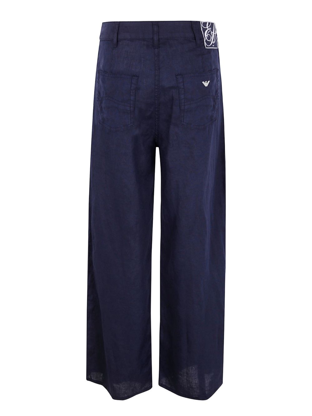 Emporio Armani Linen Trousers In Blue