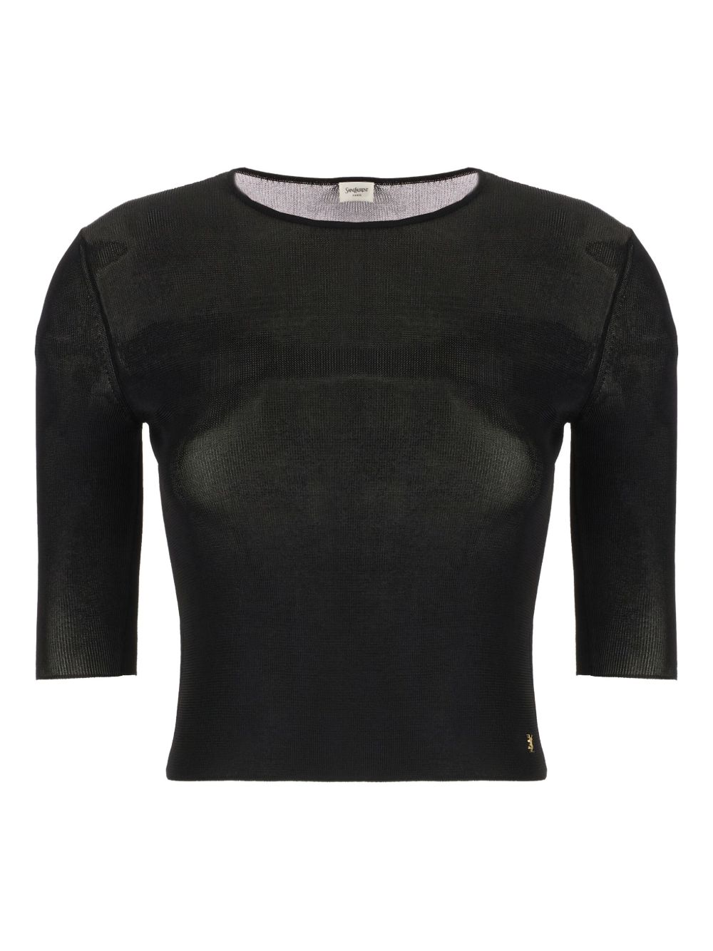 Saint Laurent Black Cassandre Top In Knit