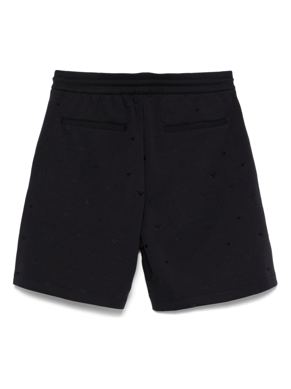 Emporio Armani Allover Logo Cotton Shorts In Blue