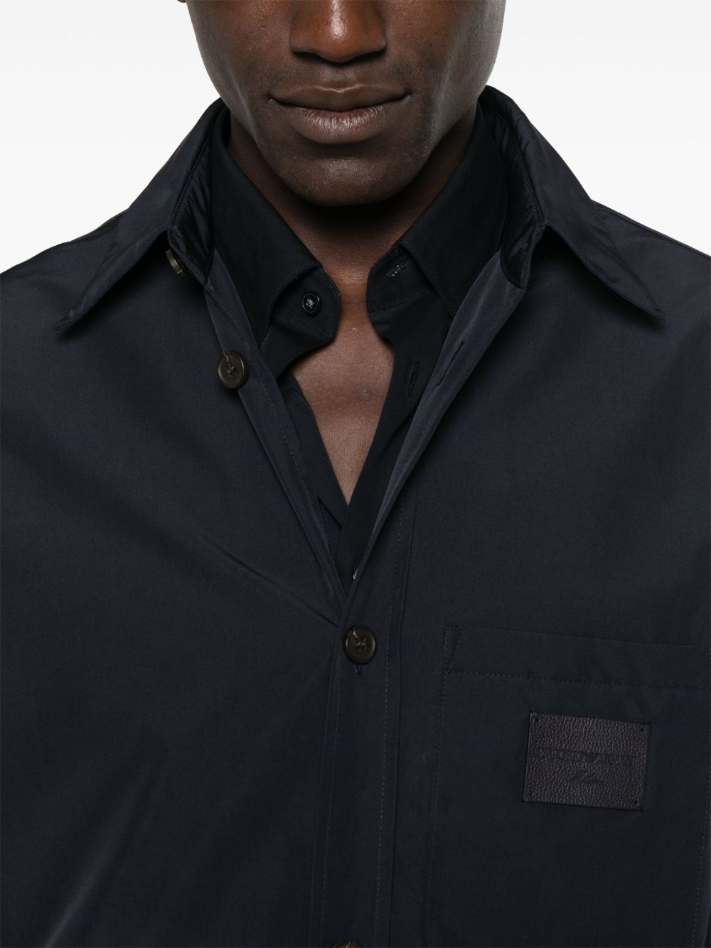 Emporio Armani Logo Overshirt In Blue