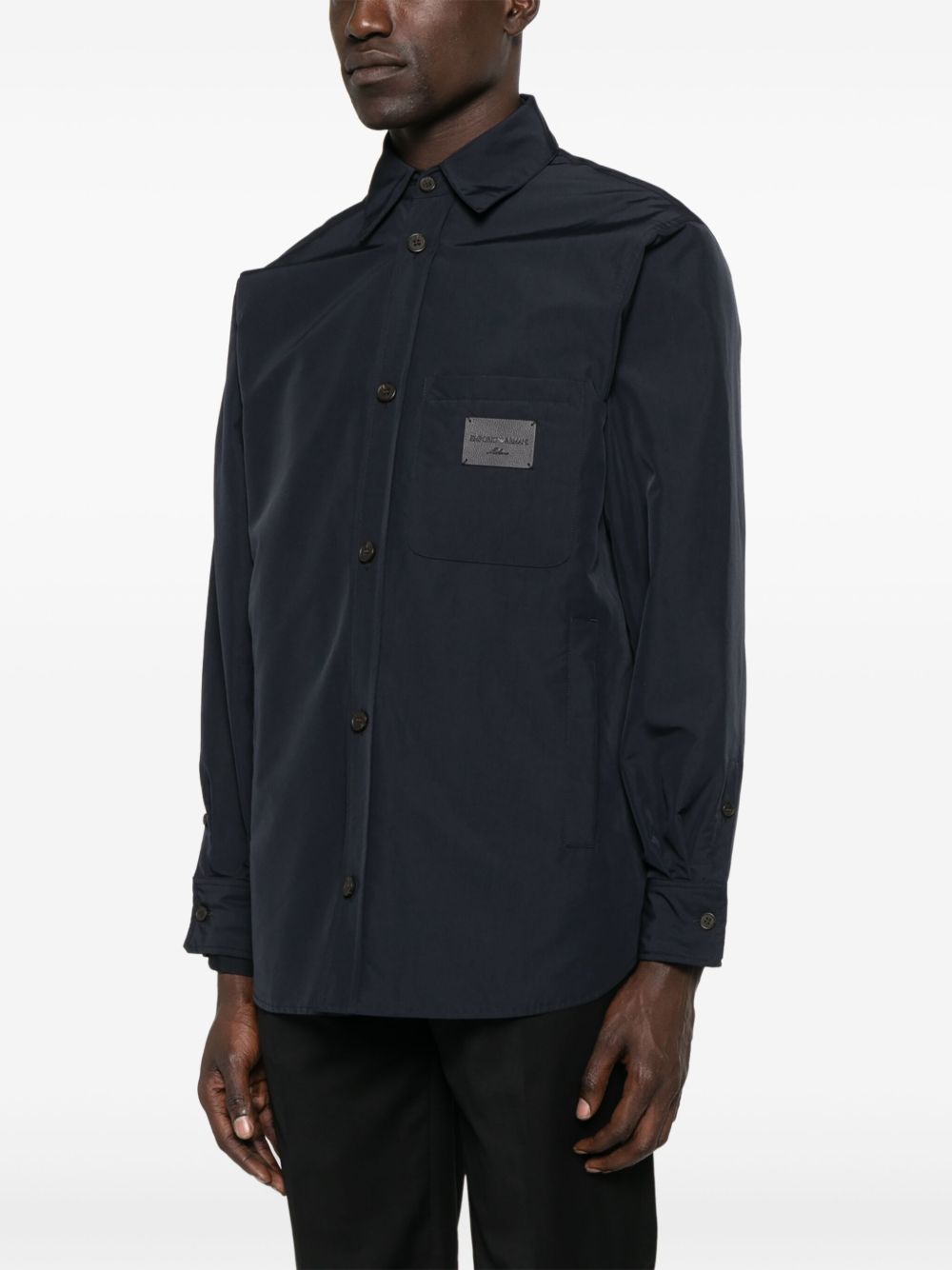 Emporio Armani Logo Overshirt In Blue