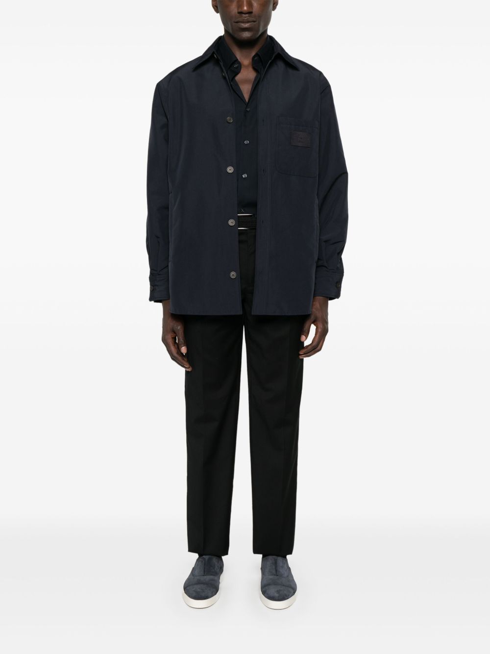 Emporio Armani Logo Overshirt In Blue