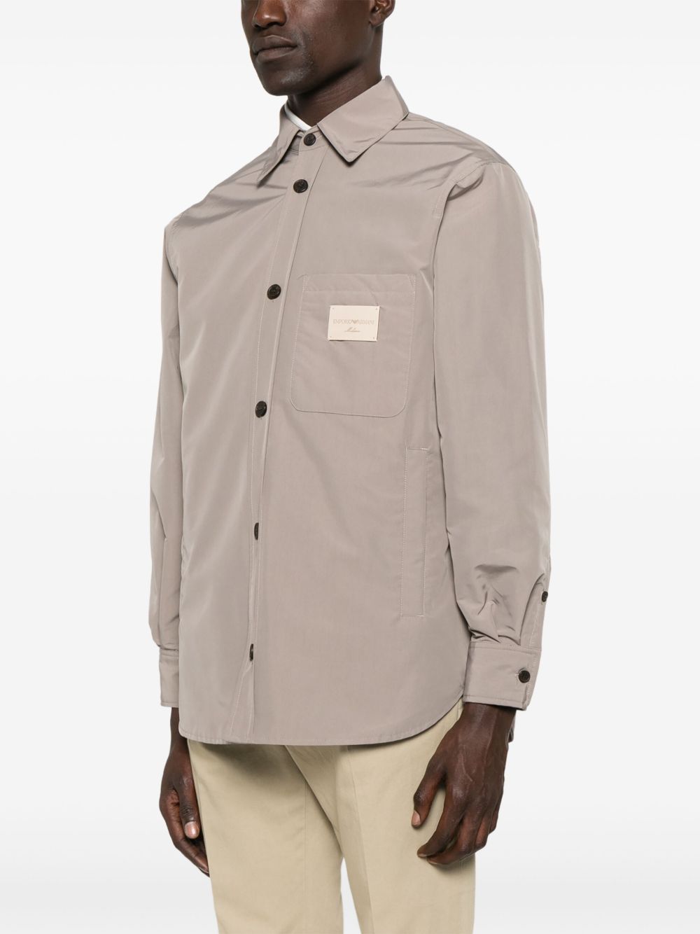 Emporio Armani Overshirt In Dove Grey