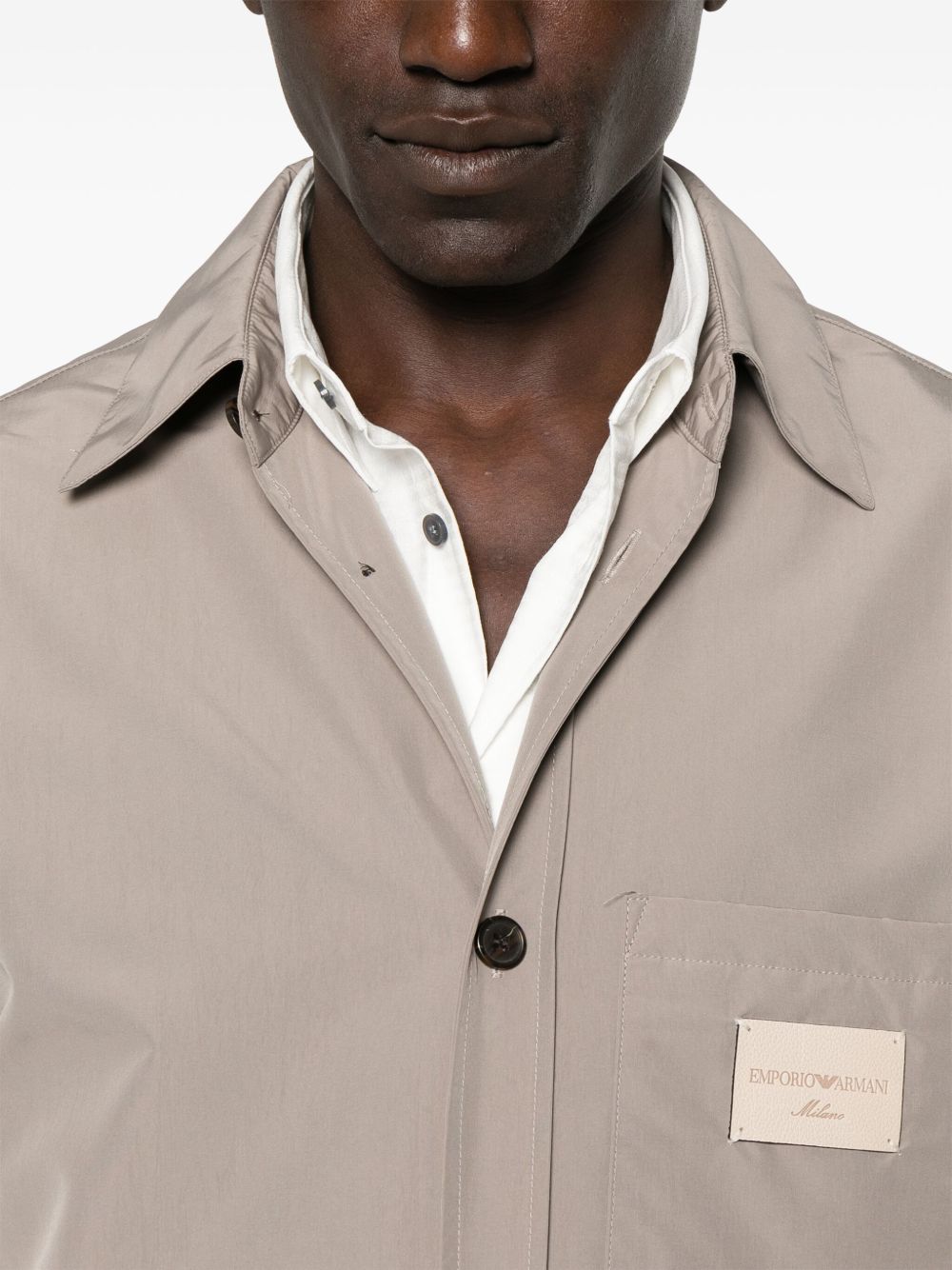Emporio Armani Overshirt In Dove Grey