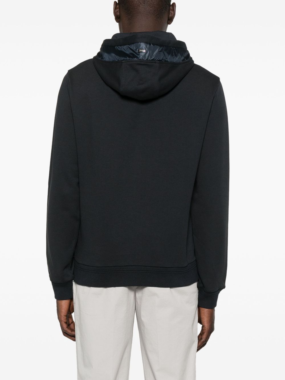 Herno Logo Cotton Hoodie In Blue