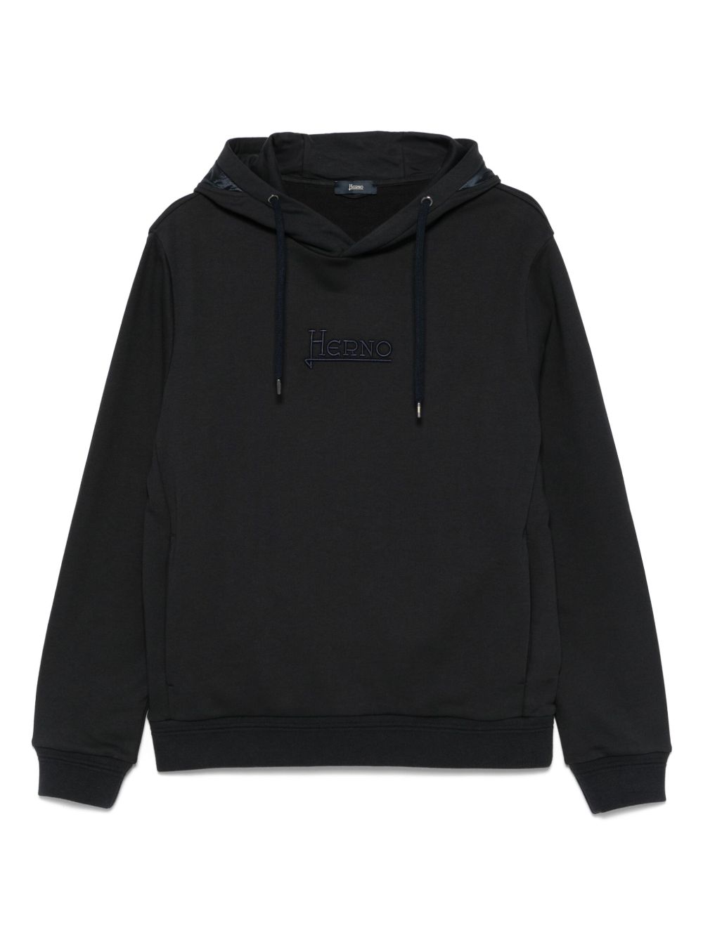 Herno Logo Cotton Hoodie In Blue