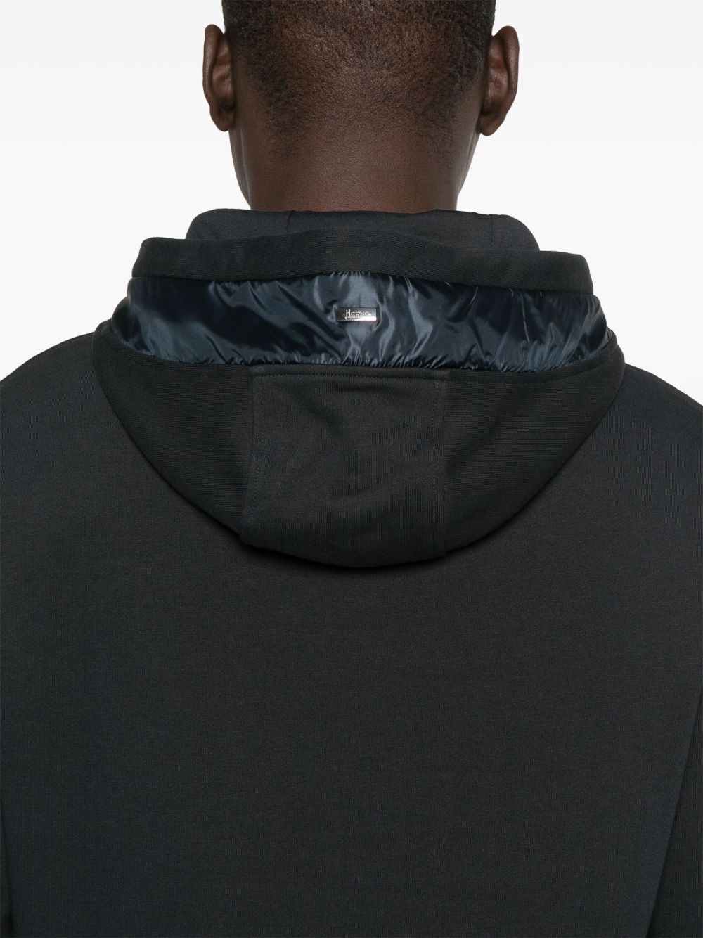 Herno Logo Cotton Hoodie In Blue