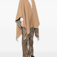Valentino Fringed Double Poncho Jacket - Camel