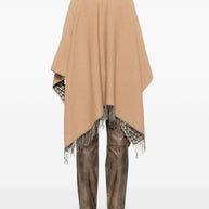 Valentino Fringed Double Poncho Jacket - Camel