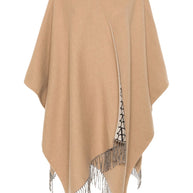 Valentino Fringed Double Poncho Jacket - Camel