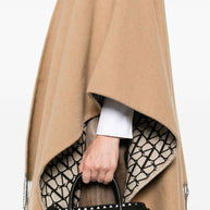 Valentino Fringed Double Poncho Jacket - Camel