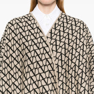 Valentino Fringed Double Poncho Jacket - Camel
