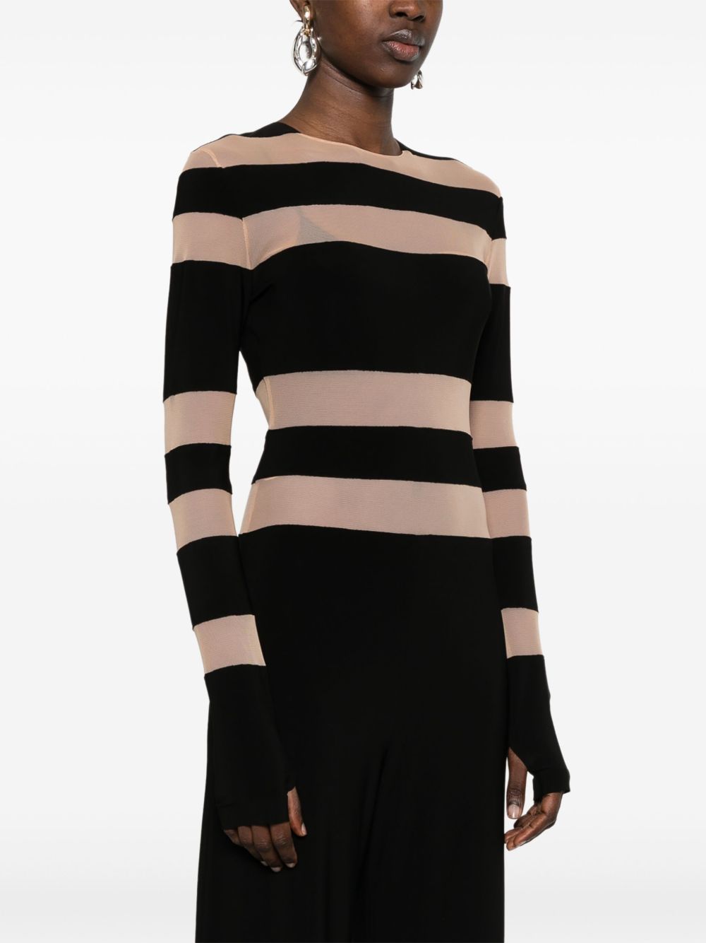 Norma Kamali  Striped Jumpsuit In Black