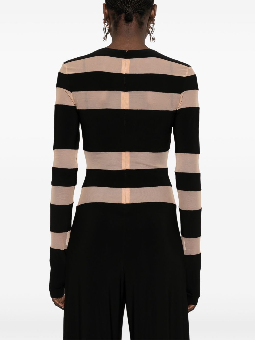Norma Kamali  Striped Jumpsuit In Black
