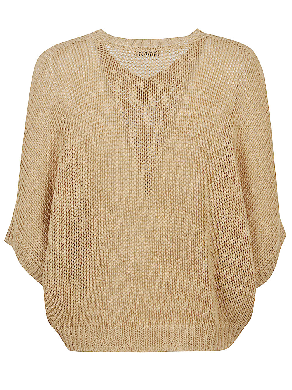 Base Poncho V-neck Sweater In Beige