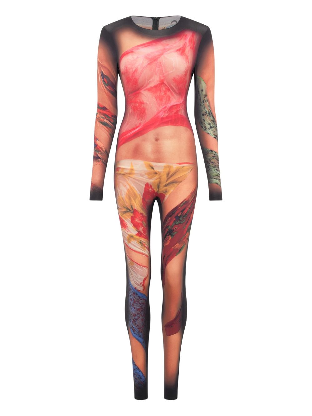 MARINE SERRE Second Skin Draped Catsuit In Beige