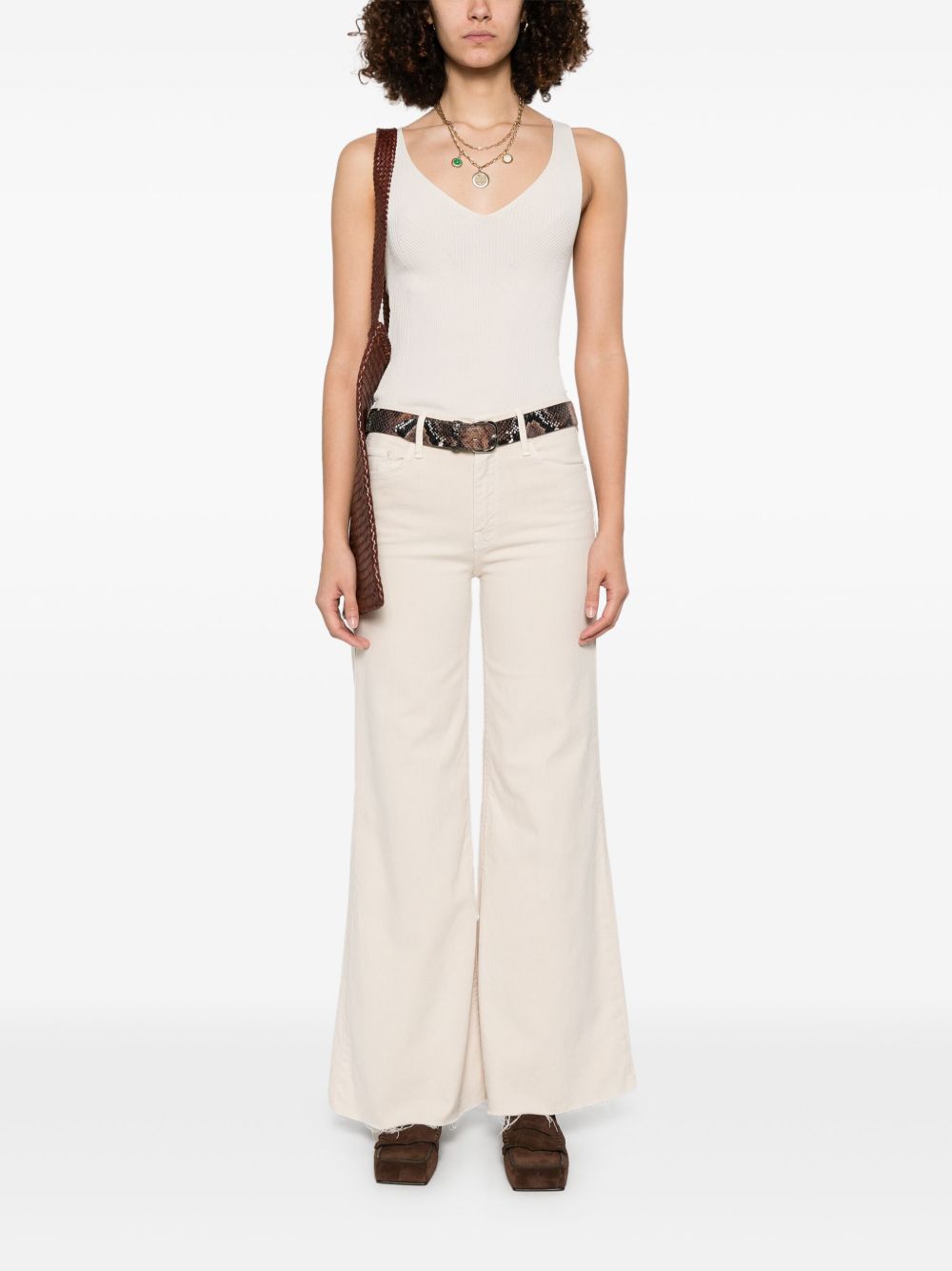 Mother The Roller Fray Jeans In Beige