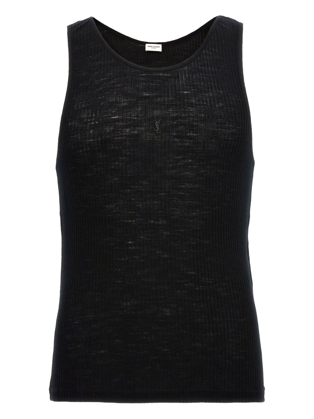 Saint Laurent Semi-sheer ribbed tank top in Black