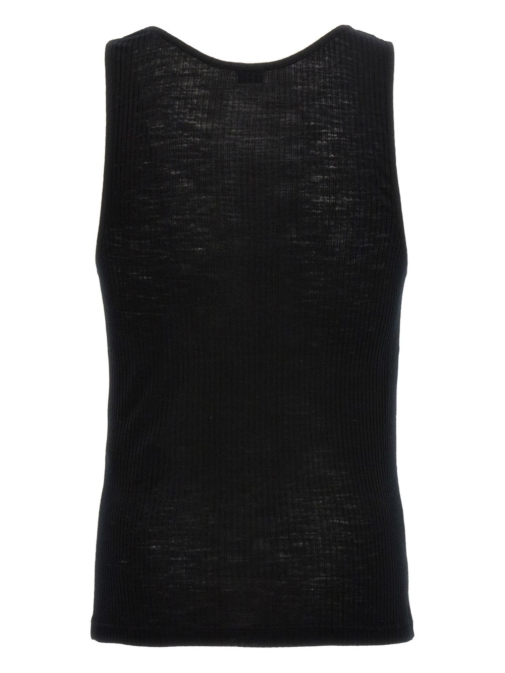 Saint Laurent Semi-sheer ribbed tank top in Black