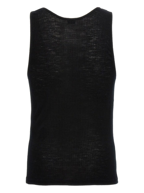 Saint Laurent Semi-sheer ribbed tank top in Black