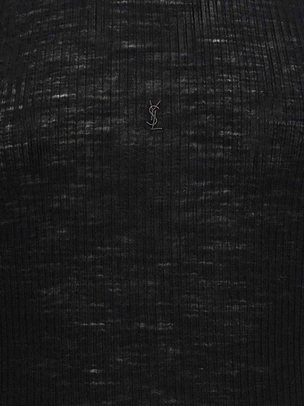 Saint Laurent Semi-sheer ribbed tank top in Black