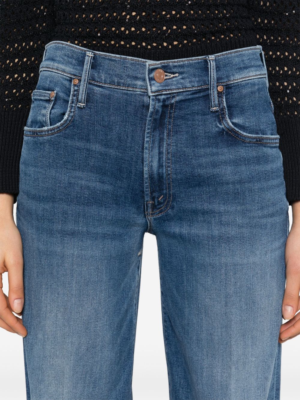 Mother The Mid Rise Jeans In Blue