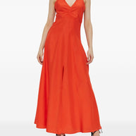 Forte Forte Long Silk Slip Dress In Red