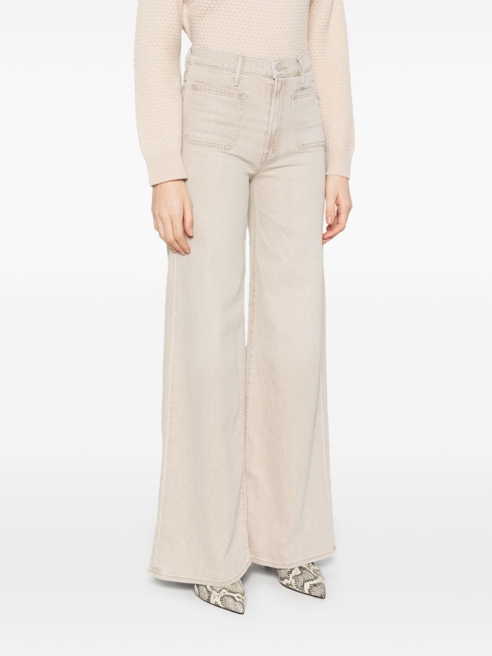 Mother Patch Pocket Undercover Sneak Jeans In Beige