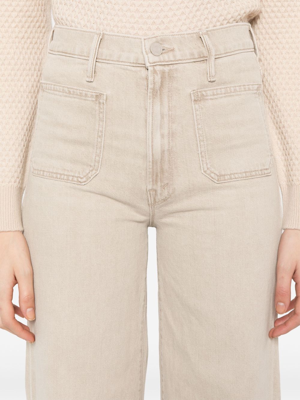 Mother Patch Pocket Undercover Sneak Jeans In Beige