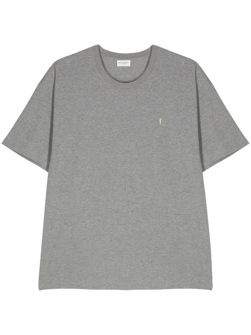 Saint Laurent  Embroidered Logo T-shirt In Grey