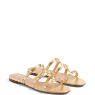 Valentino Garavani Rockstud Leather Flat Sandals - Golden
