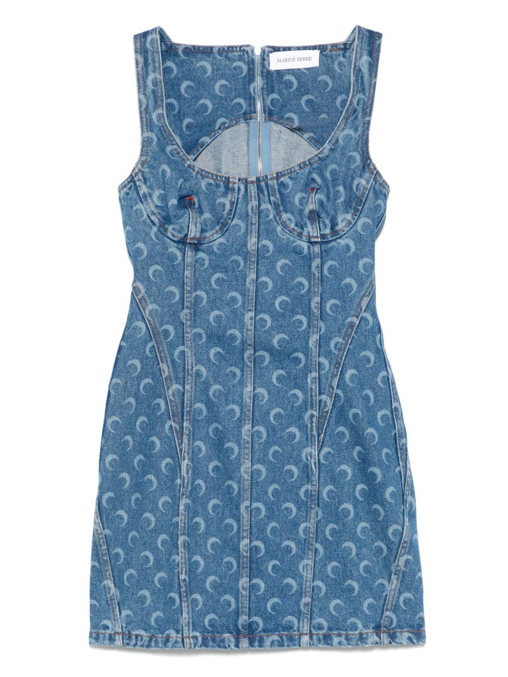 MARINE SERRE Moon Denim Mini Dress In Clear Blue
