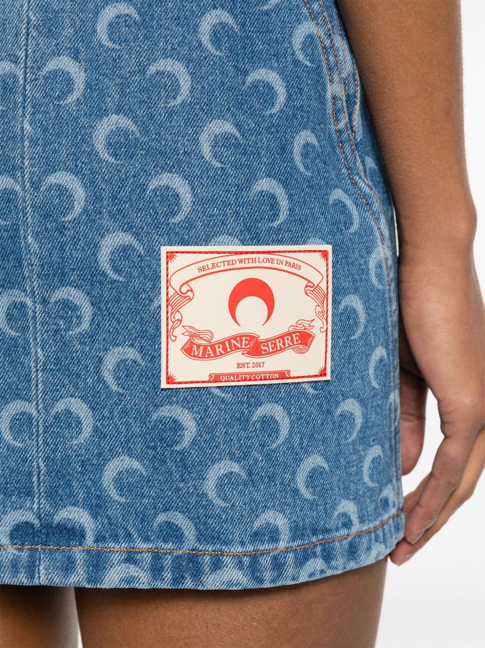 MARINE SERRE Moon Denim Mini Dress In Clear Blue