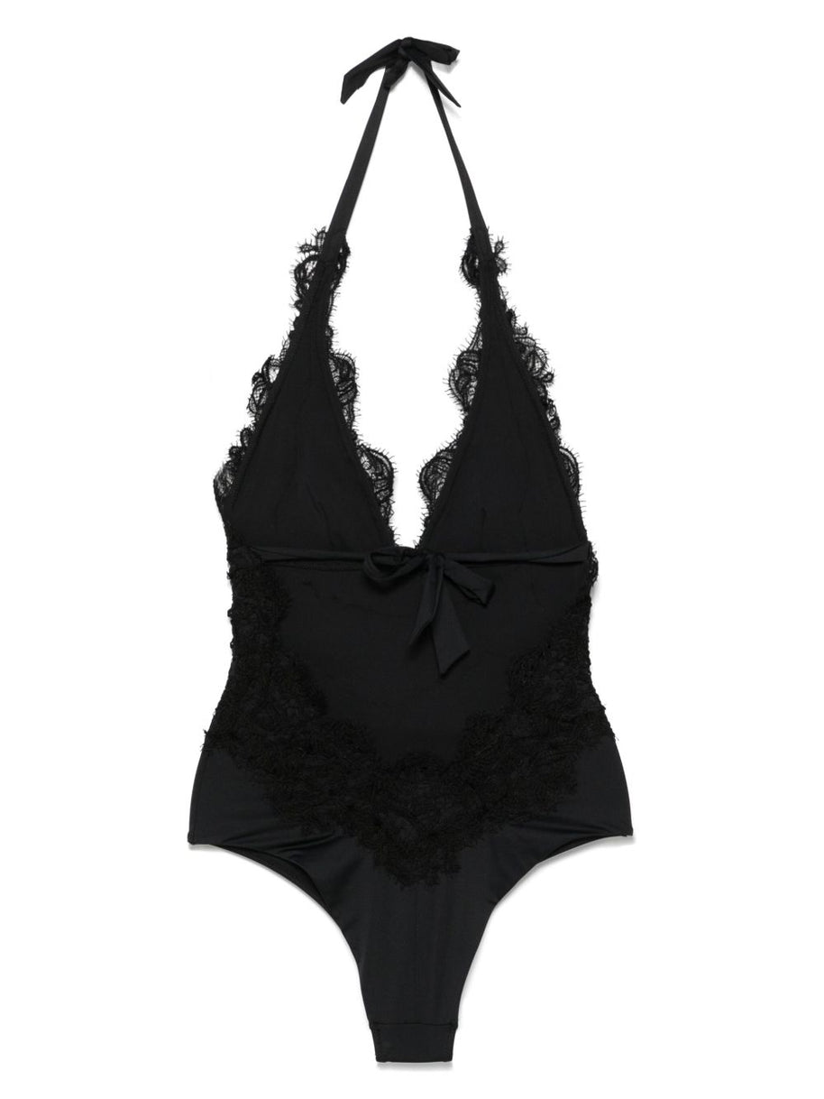 Ermanno Scervino Lace Detail Swimsuit In Black