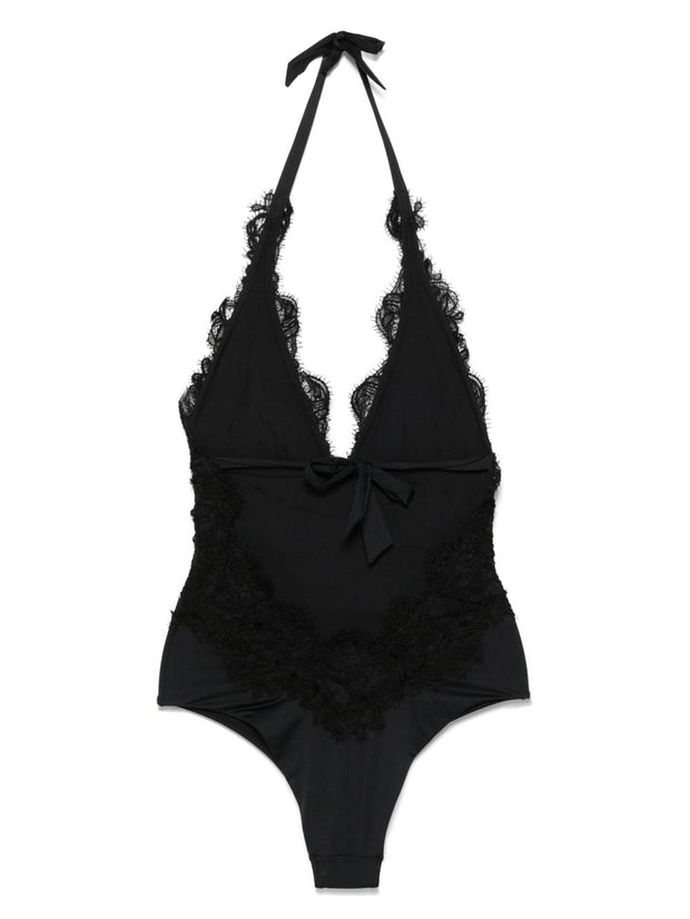 Ermanno Scervino Lace Detail Swimsuit In Black