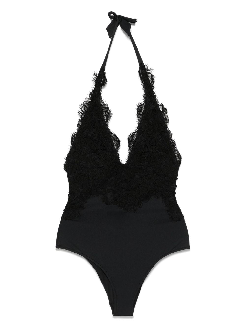 Ermanno Scervino Lace Detail Swimsuit In Black