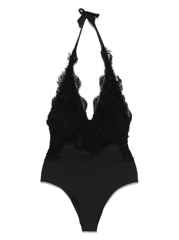 Ermanno Scervino Lace Detail Swimsuit In Black