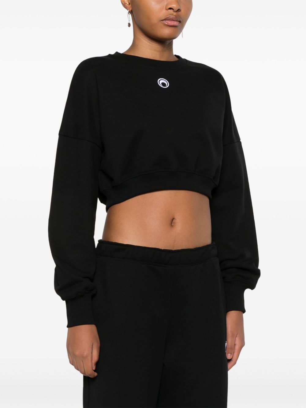 MARINE SERRE Moon Cropped Sweatshirt In Black