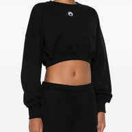 MARINE SERRE Moon Cropped Sweatshirt In Black