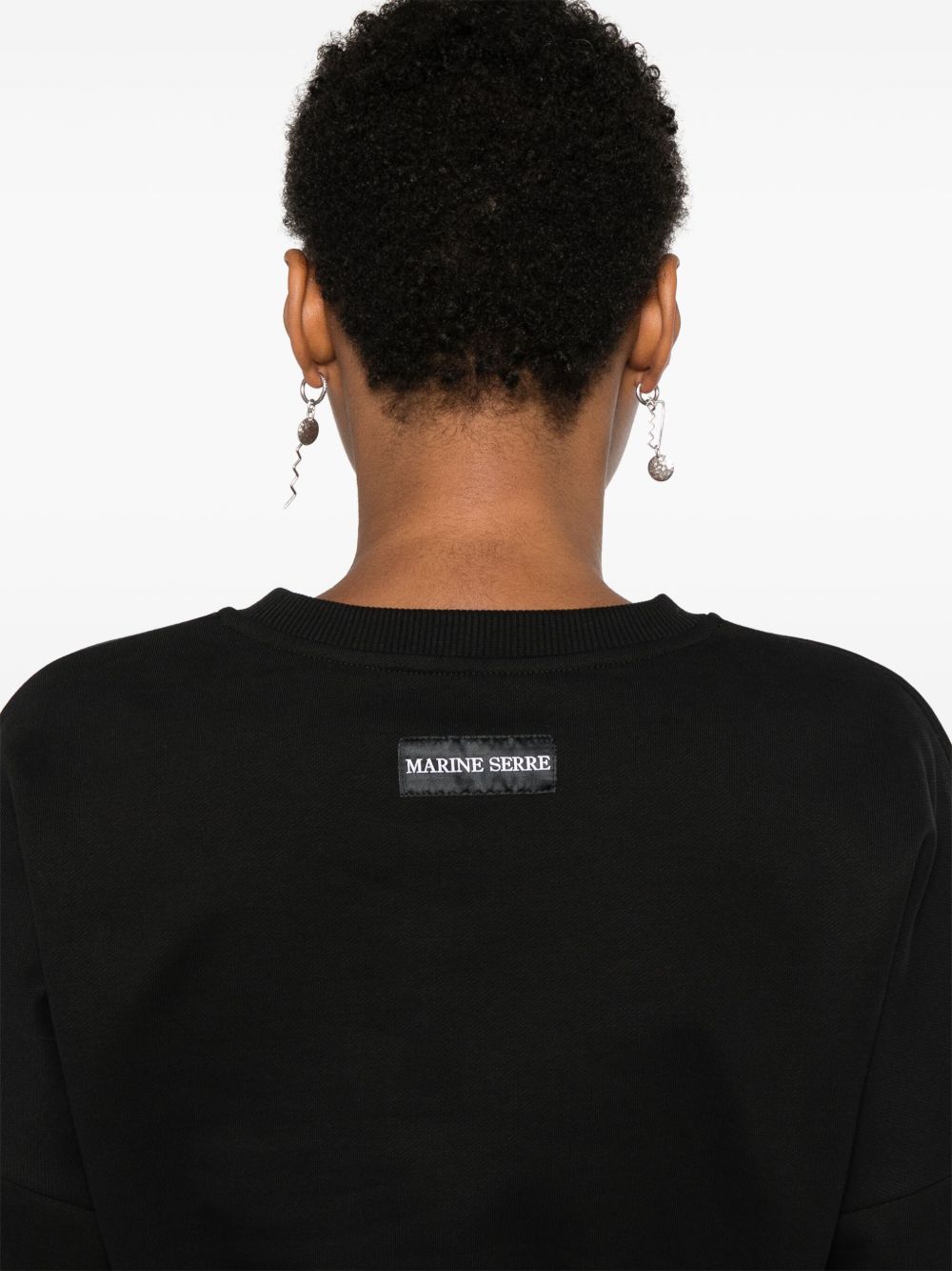 MARINE SERRE Moon Cropped Sweatshirt In Black