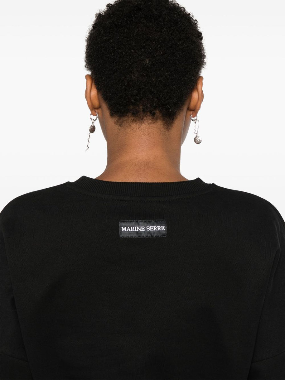 MARINE SERRE Moon Cropped Sweatshirt In Black