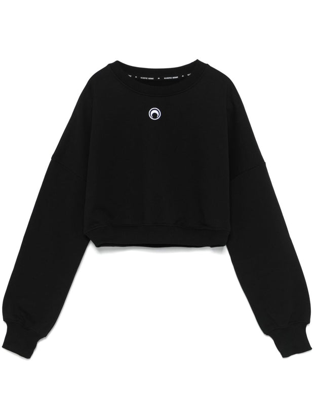 MARINE SERRE Moon Cropped Sweatshirt In Black