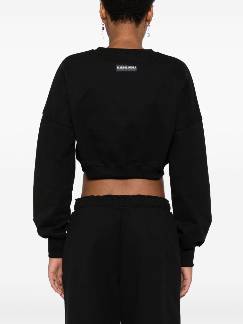 MARINE SERRE Moon Cropped Sweatshirt In Black